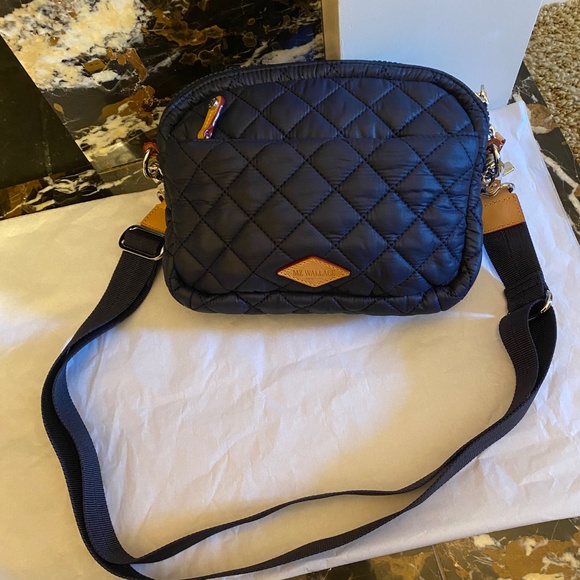 MZ WALLACE SMALL METRO CAMERA BAG CROSSBODY / SHOULDER DAWN BLUE NYLON - Picture 4 of 14